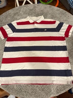 Banana Republic White Polo with Red Accent